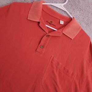 Tommy Bahama Polo Shirt Mens Medium 100% Silk Textured Pink Beach Faded Pocket